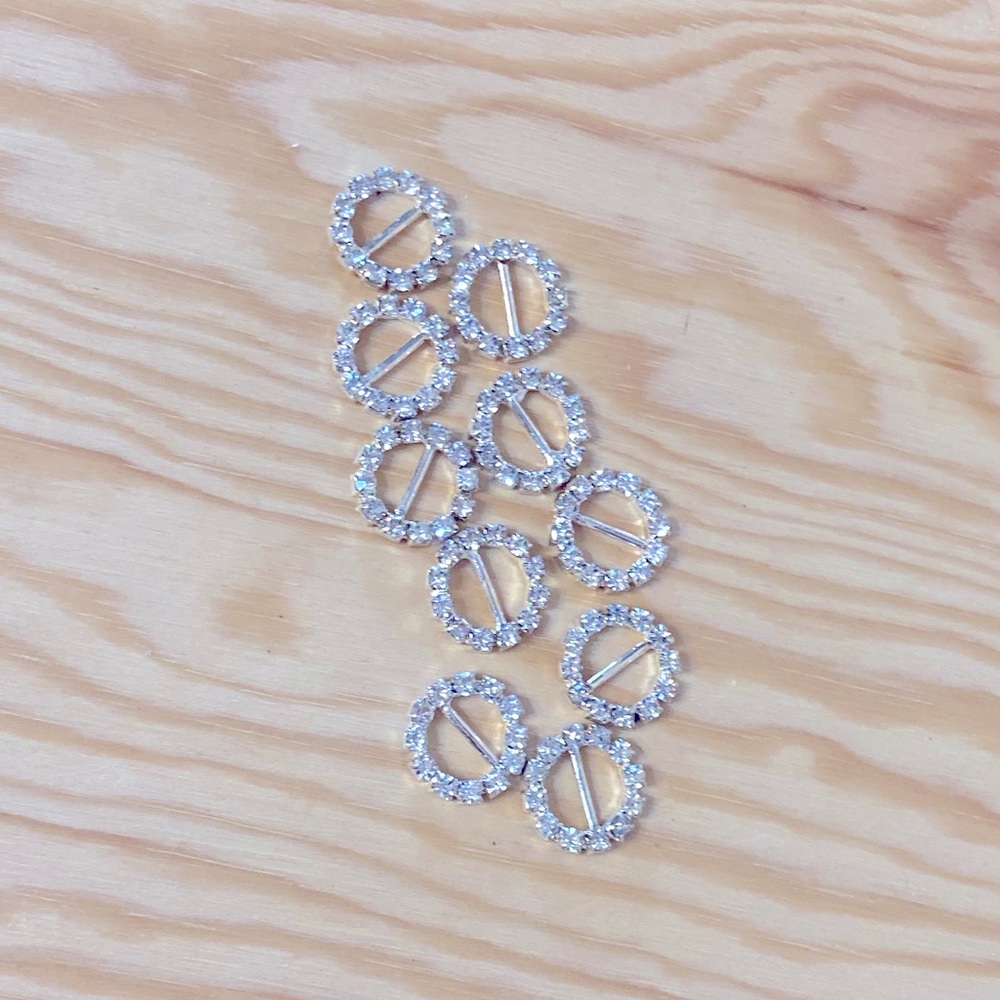 10 piece 0.5” Round Cubic Zirconia Ribbon Sliders